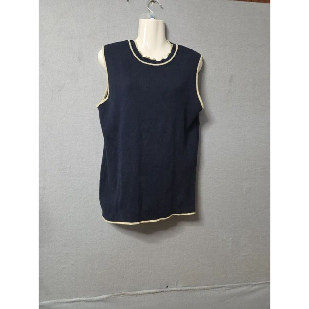 Vintage 90s Haley Sport Navy & Cream Contrast Trim Knit Sweater Vest